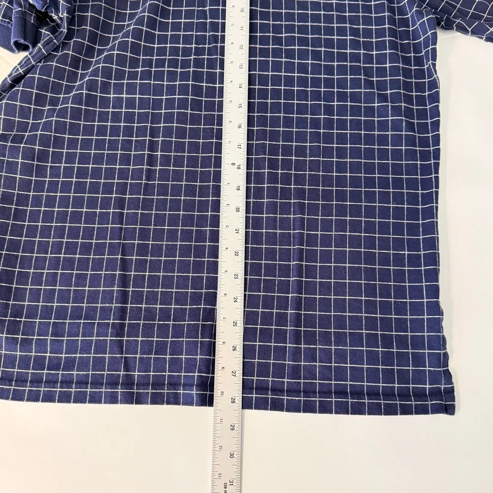 Polo Ralph Lauren Mens Grid Check Polo Shirt Blue White Cotton‎ Size L